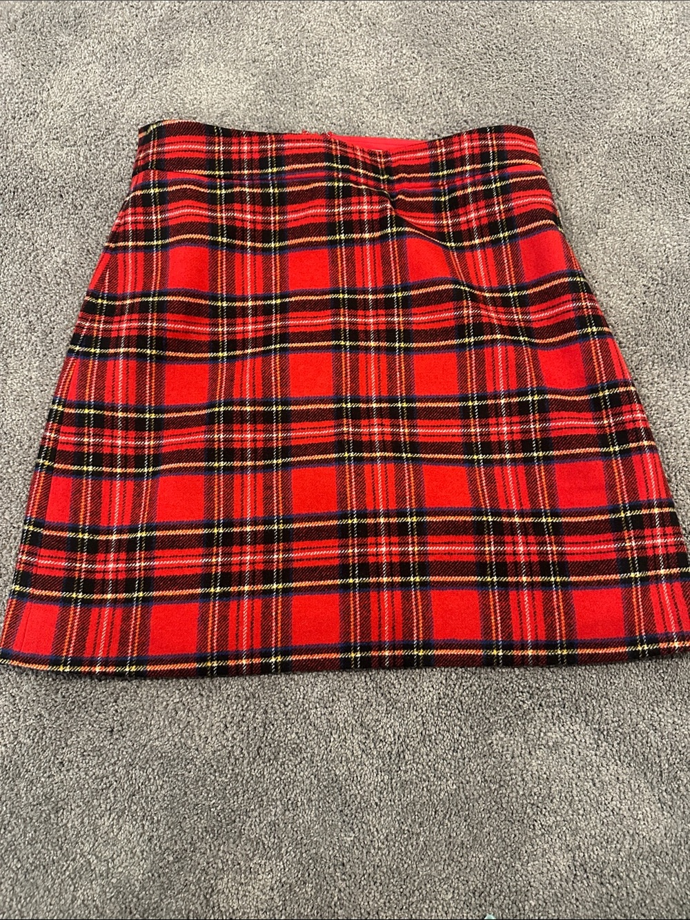 J.crew Red Plaid A-Line high waist Mini Skirt holiday!